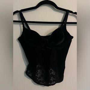 Fabiani Womens Black Velvet Lace Corset Eur Sz 75B‎ (34A) Adjustable Straps Sexy